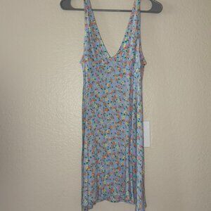 Floral Blue Sleeveless Dress